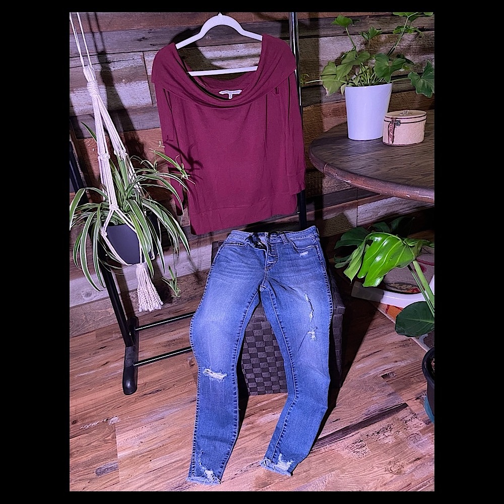 KUT Jeans & Cupcakes and Cashmere Maroon Sweater - total is $55 if you want both